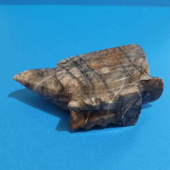 Vintage Native American Zuni Carved Onyx Stone Bird Eagle Fetish 4" Long -Signed - Picture 9 of 10